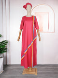 Aliexpress  cross-border supply african plus size european and american women's clothing colorfulstripesdress with headscarf
