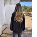 new autumn/winter versatile long-sleeve women's turn-down collar button-down shirt top