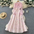 French chic butterfly print square neck dress - women's early spring outfit, high-waisted a-line skirt, figure-flattering, high-end style