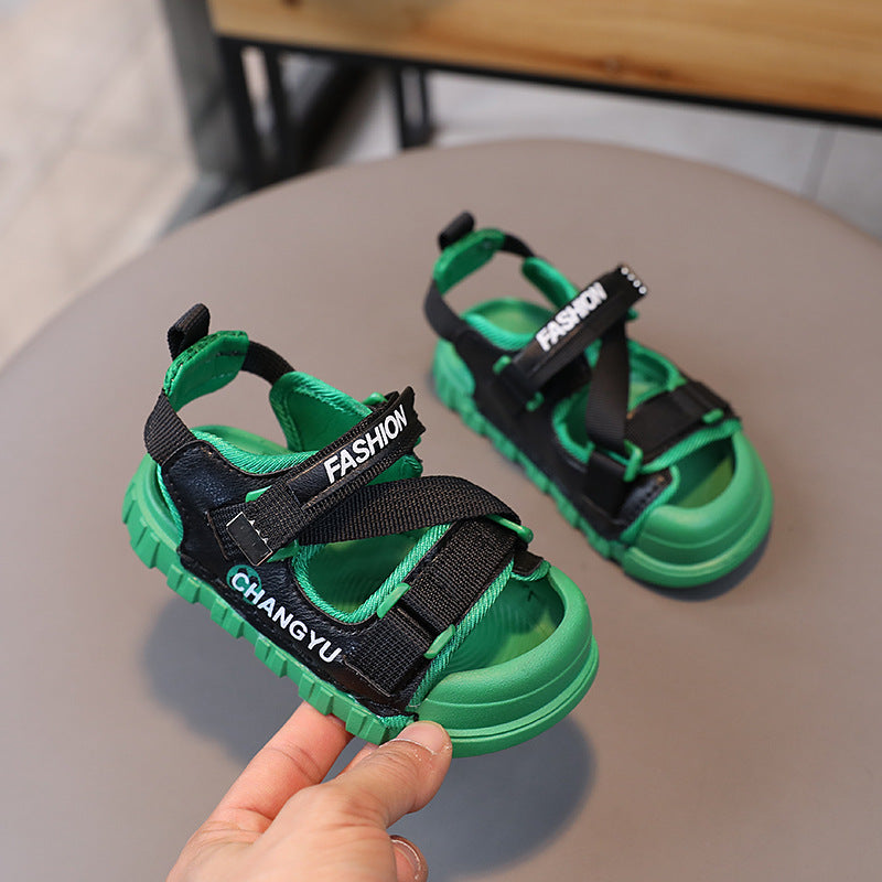 summer kids' sandals - closed-toe fashion beach shoes for girls, soft sole athletic sandals, candy-colored trendy shoes, ages 1-6
