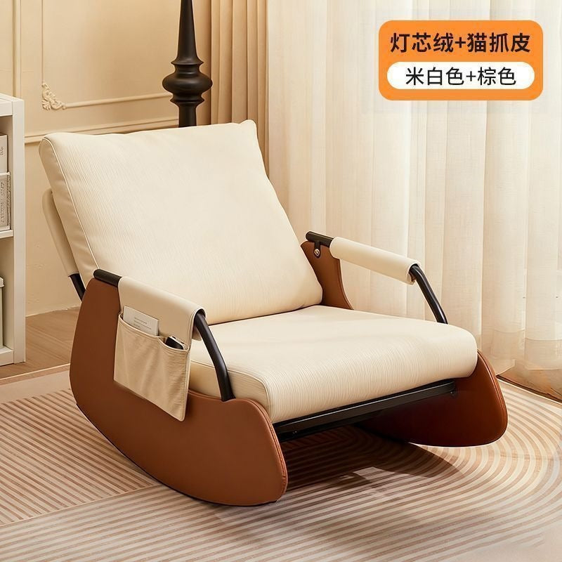 Scandinavian style casual chair rocking chair balcony plaid lazy sofa chair single courtyard living room bedroom nap chair