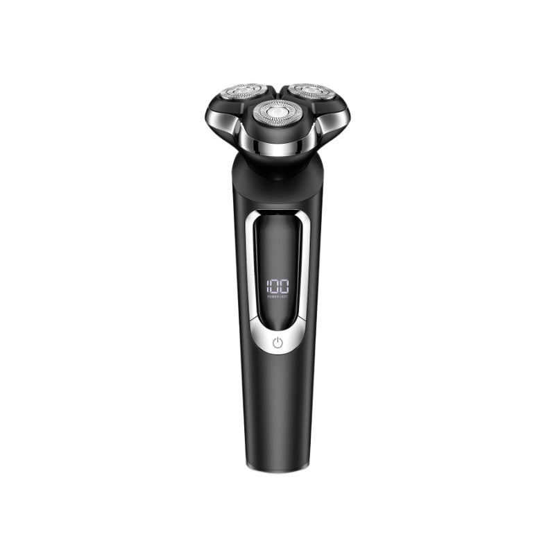 electric shaver with magnetic triple heads, full body washable, digital display, portable, fast charging, and cordless design - new model