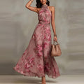 women's summer new arrivals:  cross-border fashion - elegant printed halter neck bodycon dress