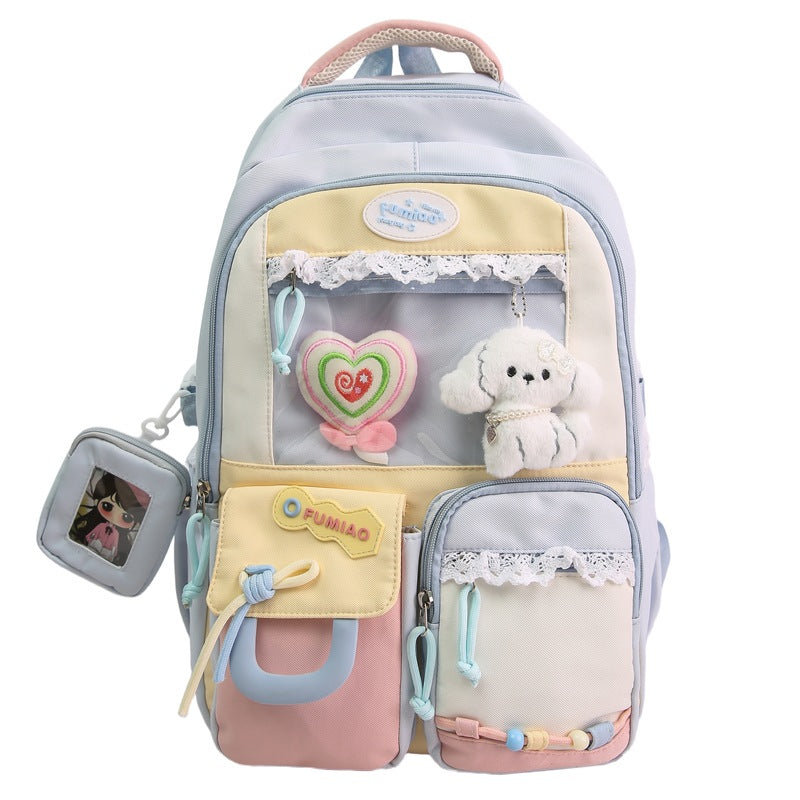 School season student schoolbag Korean college style large-capacity high school student backpack cute multi-compartment transparent backpack