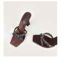 2026 summer european and american style silk satin stiletto heel crossover rhinestone square toe open toe sandals - women's high heel slippers - fashionable and sexy