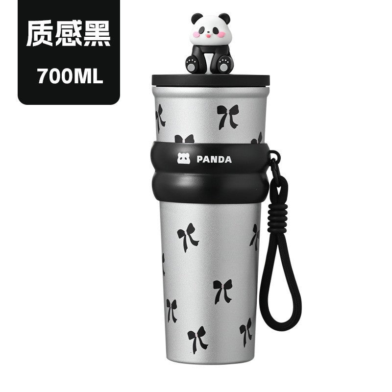 Iced americano straw insulated tumbler - large capacity water bottle for women - stylish ice bucket cup - new cold-keeping cup with handle