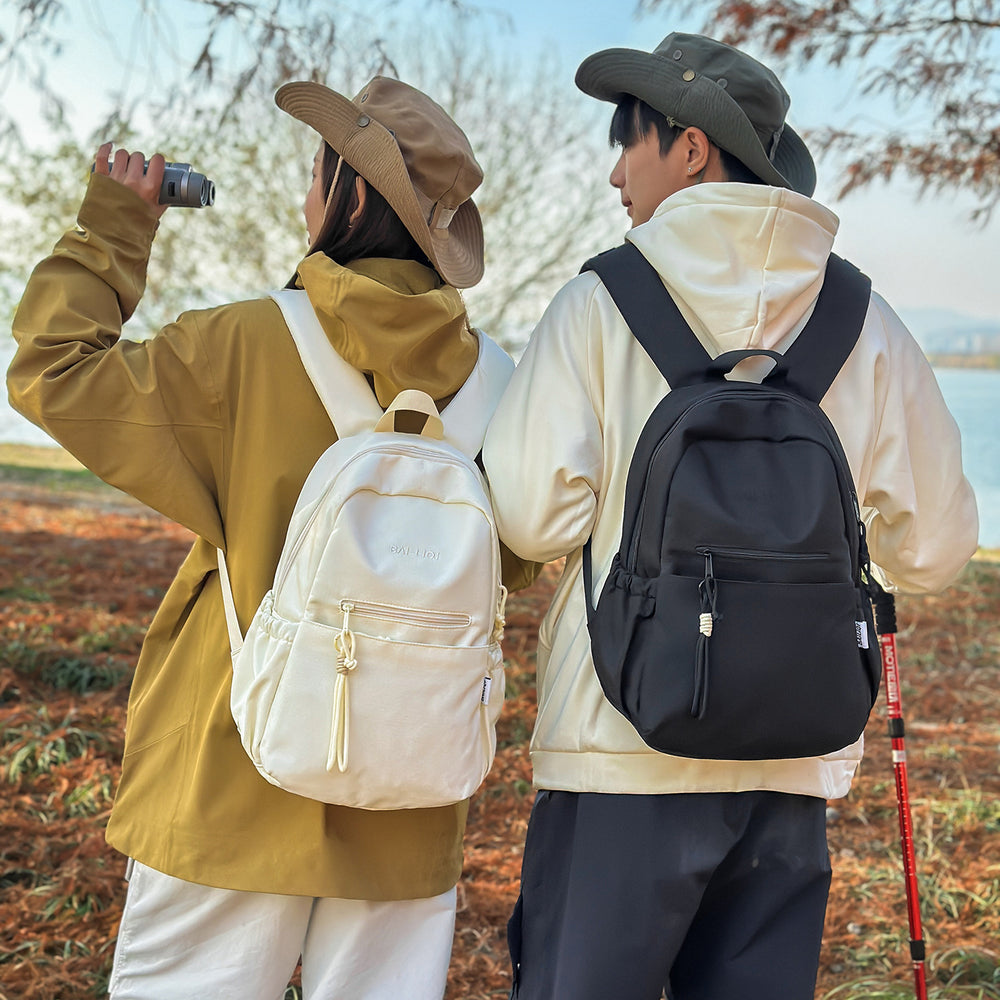 New arrival large-capacity student tutoring backpack pure color men's and women's couple style casual spring outing backpack korean style