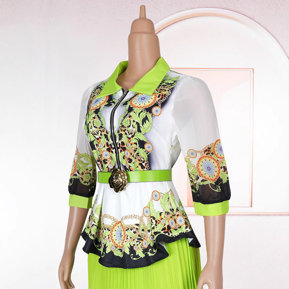 foreign trade fashion  new arrival african  lapel topssuit women's plus size printed dress