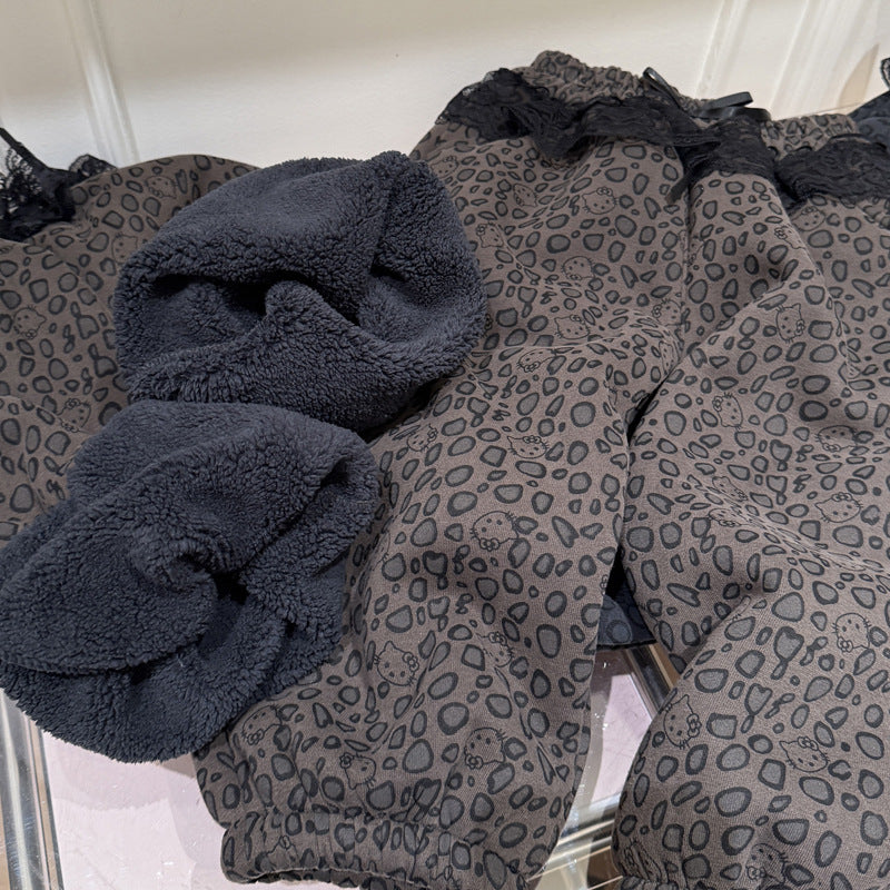Trendy fall/winter girls' fleece-lined thickened cotton pants - korean style warm, stylish, and casual kids' clothing
