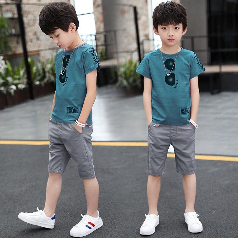 Kids' boys' summer outfit set  new style trendy big & tall boys' street style summer short sleeve cool & fashionable