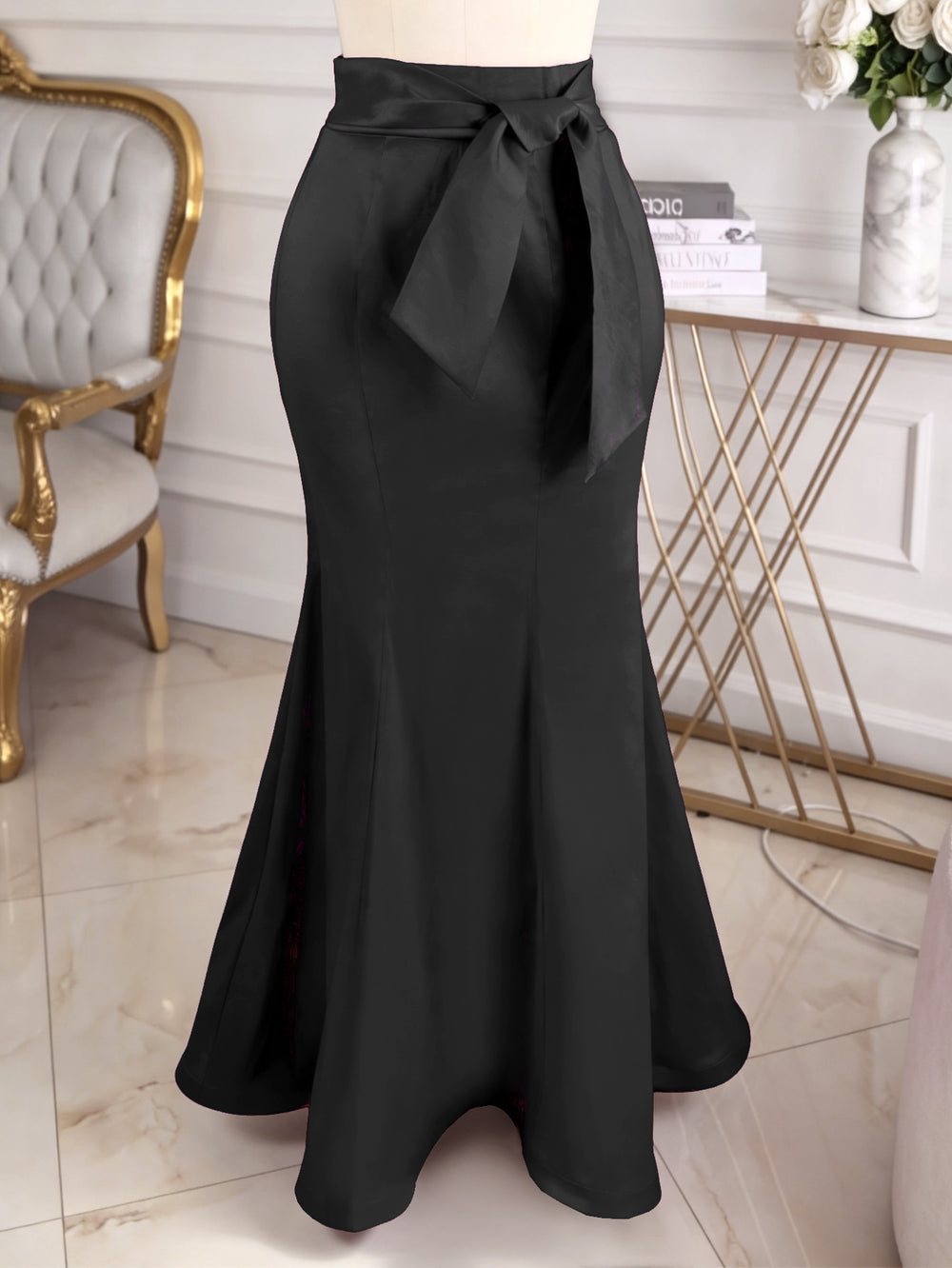 European and american chic elegant slimming midi skirt - versatile party & gathering bow-tie fishtail skirt