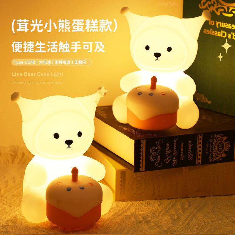 Factory direct cartoon bear silicone pat light - ambient ornament, night light, bedside lamp, holiday gift, sleep companion