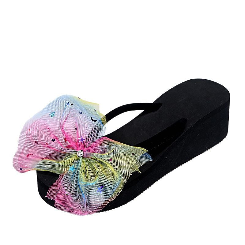 plus size wedge slippers for women 2025new arrivalexport herringbone sandals and slippers rhinestone bows seaside beach slippers