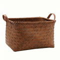 American retro high-end faux rattan storage basket - snack, toy, laundry, and general storage - woven basket, picnic basket