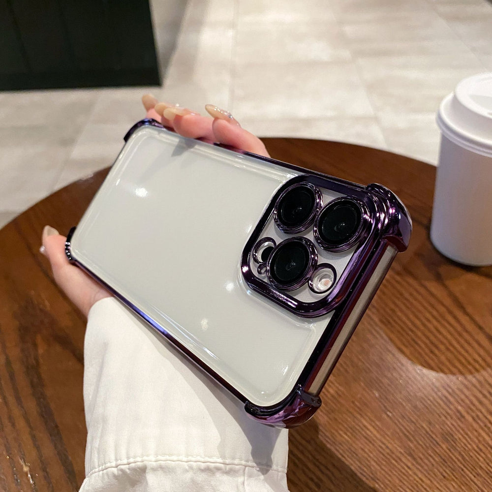 Suitable for apple 16 mobile phone case, all-inclusive lens film, iphone17 four-corner anti-fall electroplated airbag soft shell protective cover