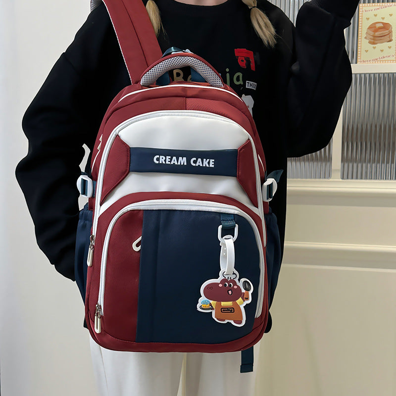 Backpack Women's 2025 New High-value Large-capacity Casual Backpack Trendy Fashion Lightweight Cartoon Bear School Bag