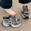 Chunky platform sneakers for women - 2026 spring new arrival: breathable mesh, lightweight, height-boosting, casual athletic running shoes for petite women