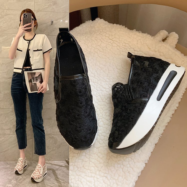 women's fashion flat heel hidden wedge mesh breathable casual flats - supports cross-border platforms and dropshipping