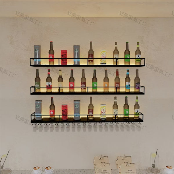 Light luxury wrought iron wine rack Wall hanging hanging shelf Creative restaurant Living room Bar Wine cabinet Wine glass rack