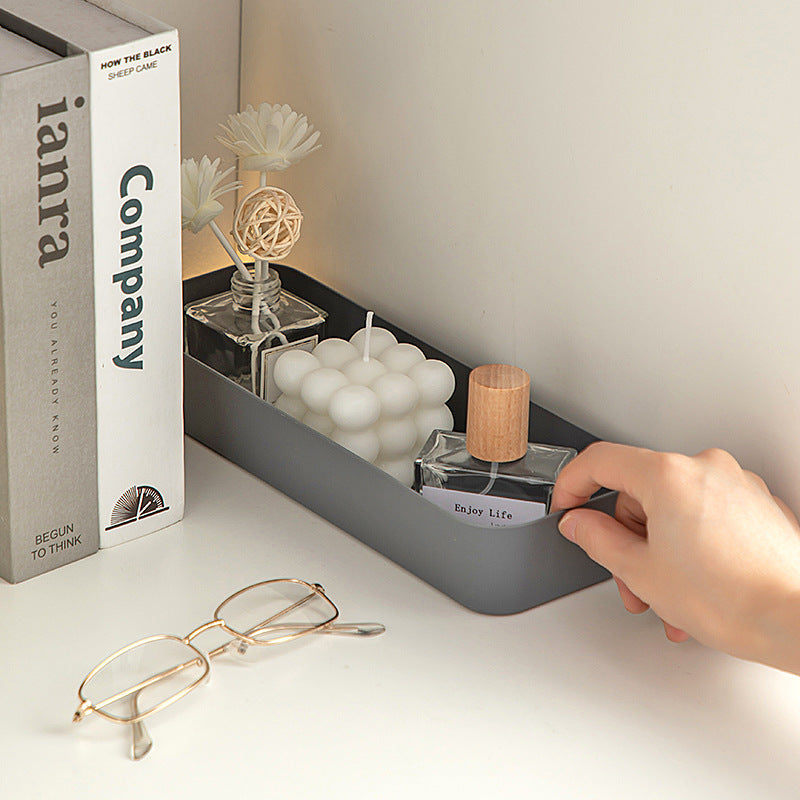 Entry entrance storage box Square plastic box Desktop uncovered earphone key Perfume finishing storage box can be stacked