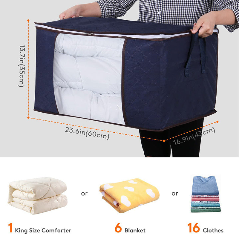 Household large-capacity clothes storage bag, duffel bag, quilt storage bag, transparent window, thickened non-woven storage box.