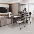 Black solid wood desk, sofa back bench table for living room, acrylic floating double study desk, minimalist computer desk