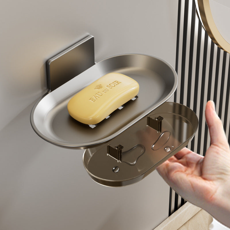 Gun ash soap box wall-mounted non-punching toilet drain household bathroom wall-mounted soap storage rack