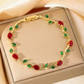 European and american cross-border hot-selling copper inlaid zircon tulip bracelet for women - lightweight luxury, unique style, non-fading zircon jewelry wholesale