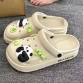 Thick solediycute cartoon clogs women's summeroutwearplatform shoes toe-cap half slippers student easiest for match beach shoes