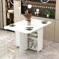 Foldable dining table for home use - compact, mobile, rectangular, ultra-thin, multi-functional dining table with wheels - ideal for small apartments, dining rooms, and dorms