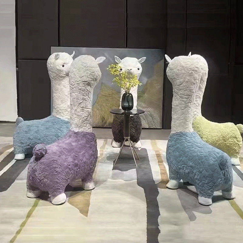 Alpaca chair stuffedkids stool soft stool lazy sofa single casual cartoon doll seat solid wood animal chair