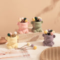 New arrival cream style ceramic bear hanging fruit fork jar suit high-looking home goods afternoon tea fruit fork spoon