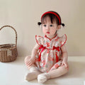 Summer newborn baby princess style breathable floral triangle bodysuit infant short-sleeve full month first birthday dress