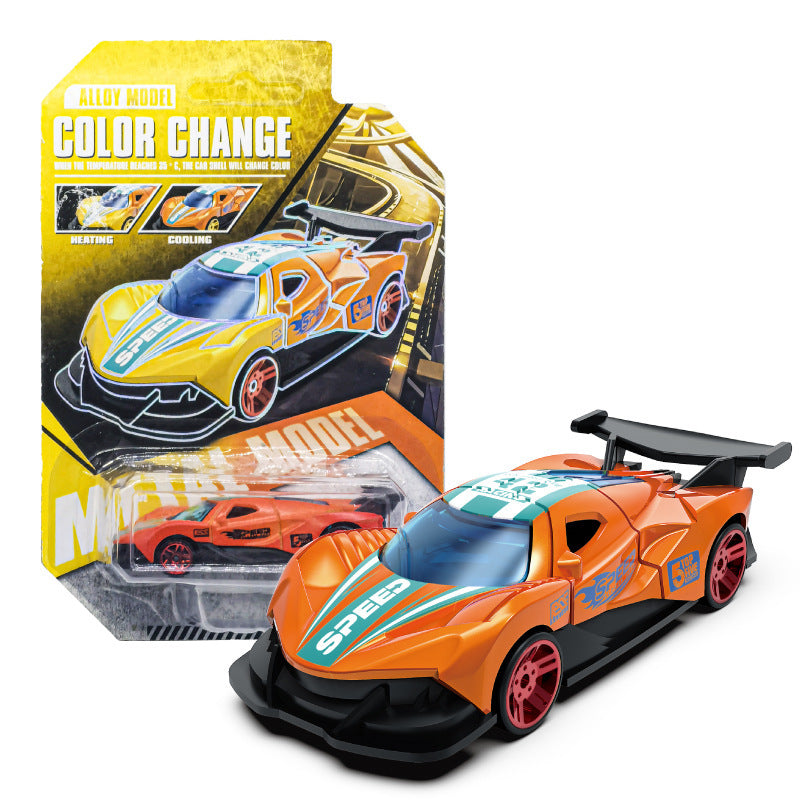 【customizable】color-changing alloy car toy - racing model for boys, children's simulation car, metal sports car