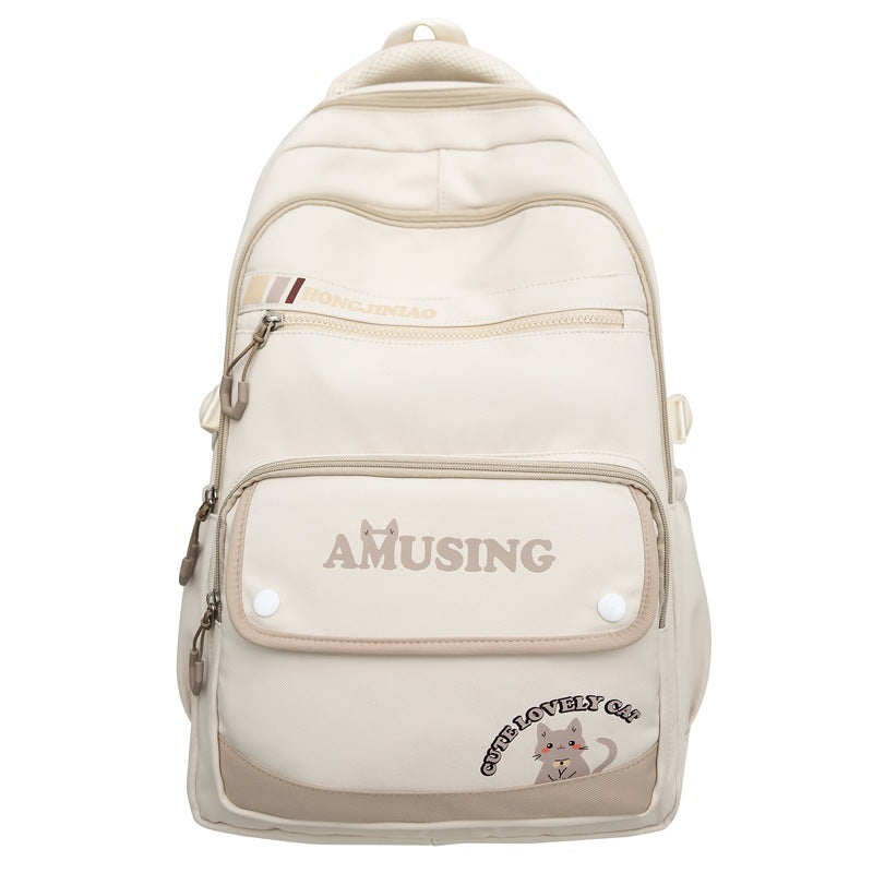 New simple backpack trend retro college style junior high school student schoolbag large capacity travel computer backpack