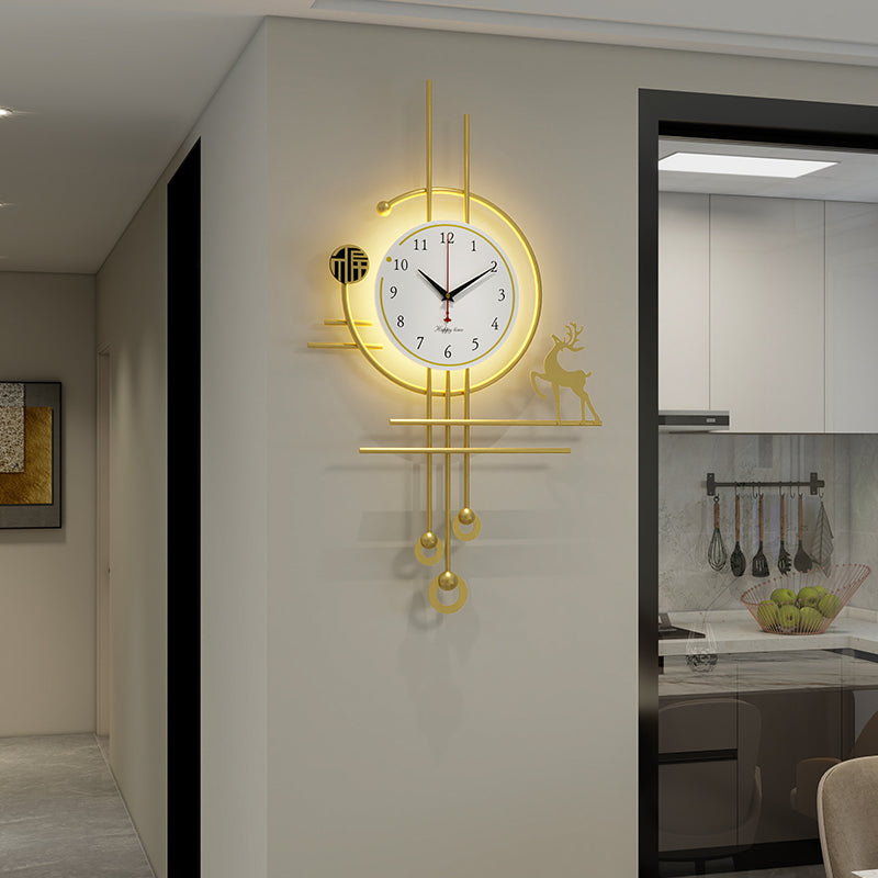 Trendy living room wall clock - new minimalist silent clock with grid design - high-end home decor