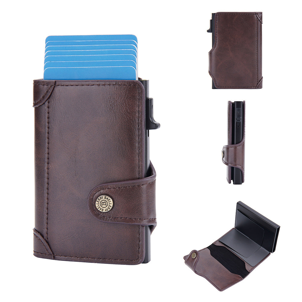 Baellerry's new men's card bag Cross-border RFID anti-magnetic side push card sleeve Aluminum box buckle card bag batch