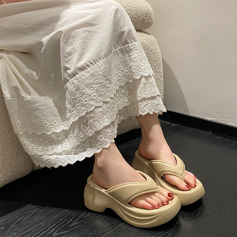 New women's flip-flops: summer outdoor wear, thick sole, minimalist fashion, thong sandals, beach & outdoor sandals - cross-border wholesale