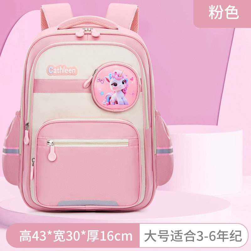 New schoolbag for primary school students, super light burden reduction and large capacity spine protection, male and female children's backpack for grades 3 to 6