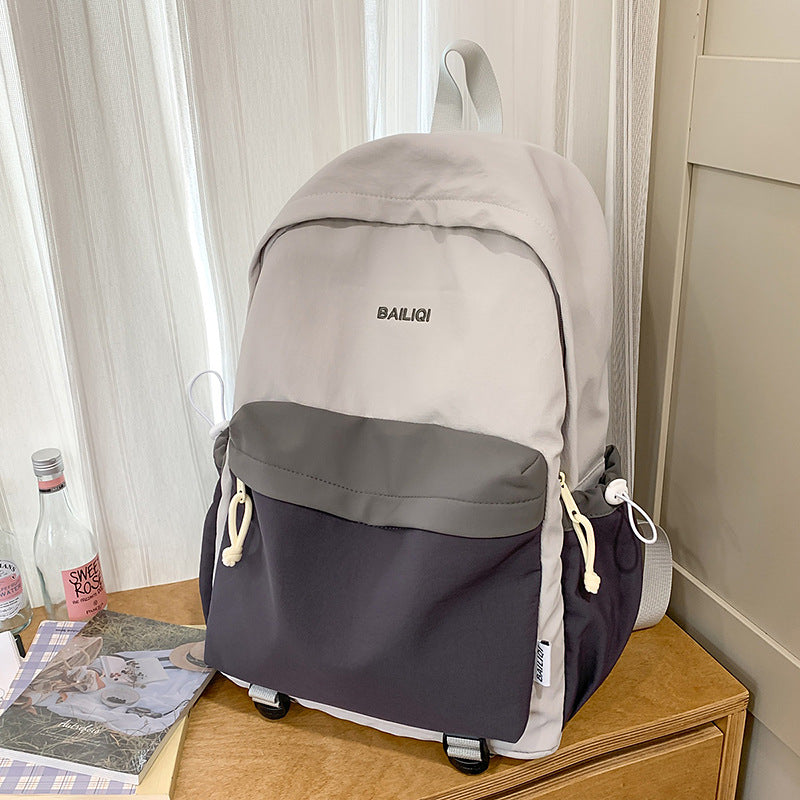 Printed color block backpack - women's college & high school style - harajuku fashion - 2025 new arrival - versatile travel backpack