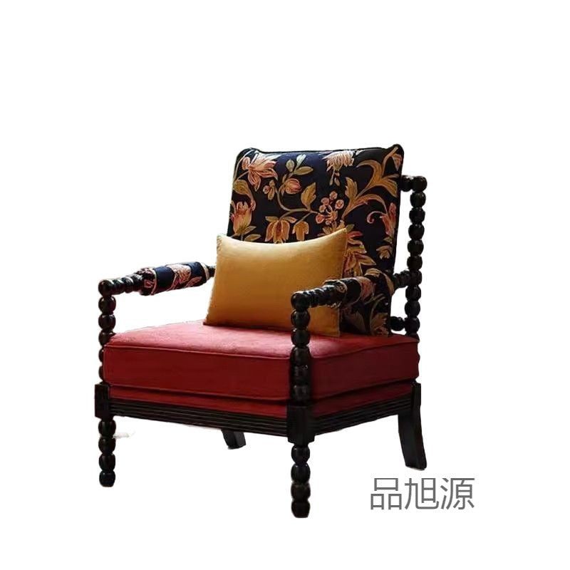 American retro pearl chair designer premium single sofa chair American living room solid wood fabric casual tiger chair
