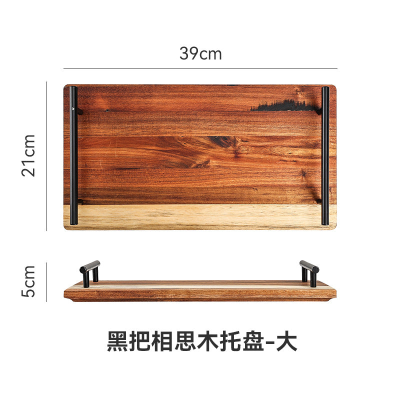 Creative acacia wood double-handle wooden tray - perfect for home baking, fruits, desserts, and tea. wholesale direct from the manufacturer