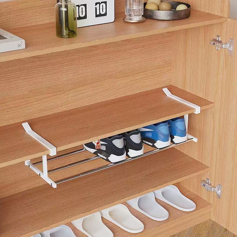 Shoe cabinet layered baffle retractable shoe rack shoe holder household lower hanging rack hanging basket finishing shoe bracket