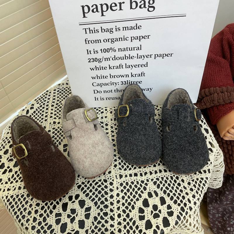 ins children's Birkenstock cotton shoes 2025 winter new Korean version girls plush shoes boys warm beanie shoes