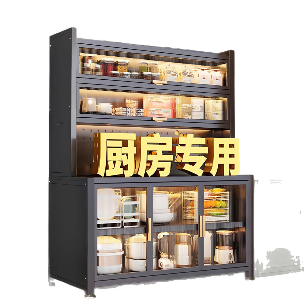 Kitchen multi-tier storage rack sideboard floor cabinet dustproof multifunctional organizer microwave oven bowl cabinet storage cabinet