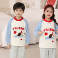 Girls' pajamas: warm, thickened, half-fleece long-sleeve loungewear set for girls (mid-to-large size), autumn/winter, trendy style