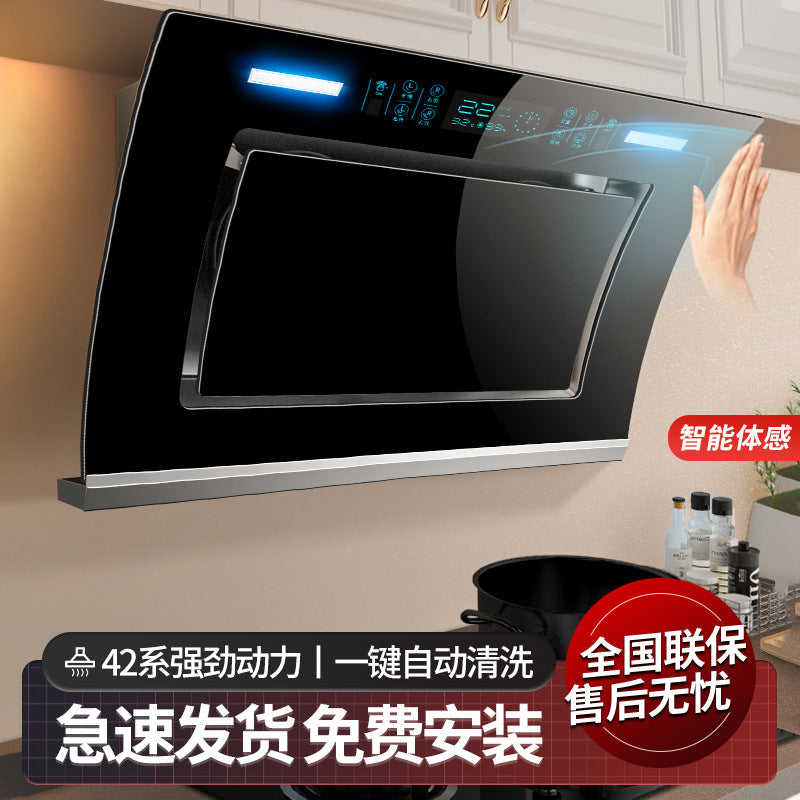 Wholesale high-suction range hood for home kitchen, side-exhaust type, compact wall-mounted double motor cooker hood