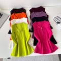 K-style lapel half-zip sleeveless knitting vest women's spring summer light mature style casualpullover knitting shirt multi-color