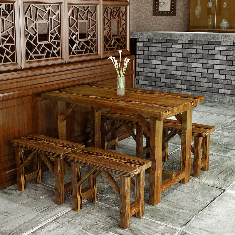 9U solid wood dining table restaurant noodle restaurant tables and chairs snack bar breakfast shop tables and chairs commercial retro dining table fast food