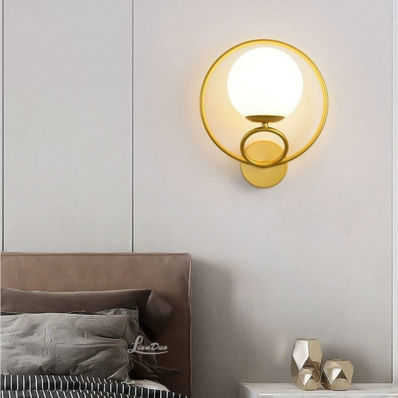 Wall lamp bedroom bedside lamp new simple modern living room background wall lamp light luxury creative staircase aisle balcony lamp